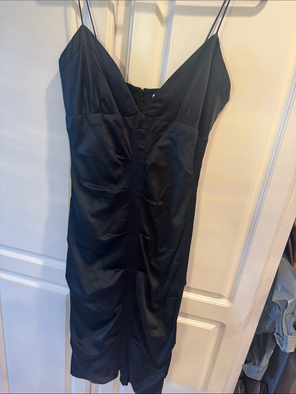 Jovani Black Satin Spaghetti-Strap Dress